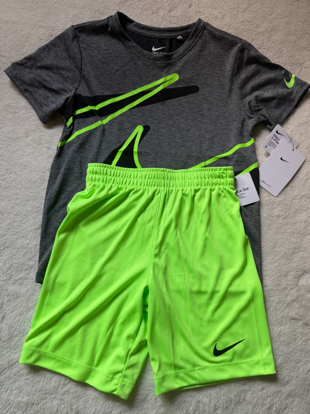 Nike Neon Green Kids Athletic Shorts